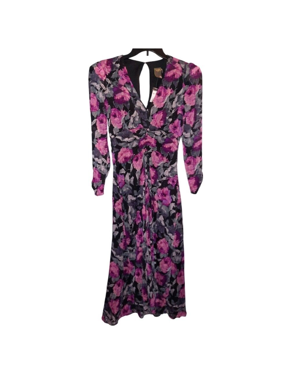 Taylor Floral Midi Dress in Pink and Black